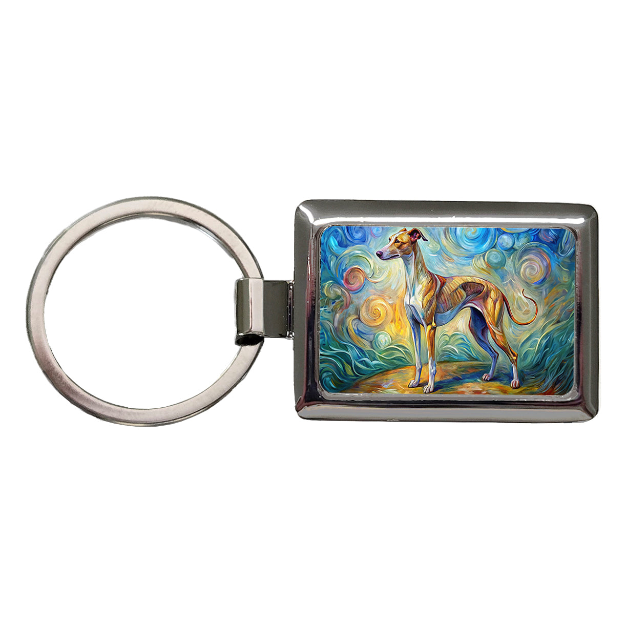 Whippet Dog Expressionism Art Rectangle Metal Keychain