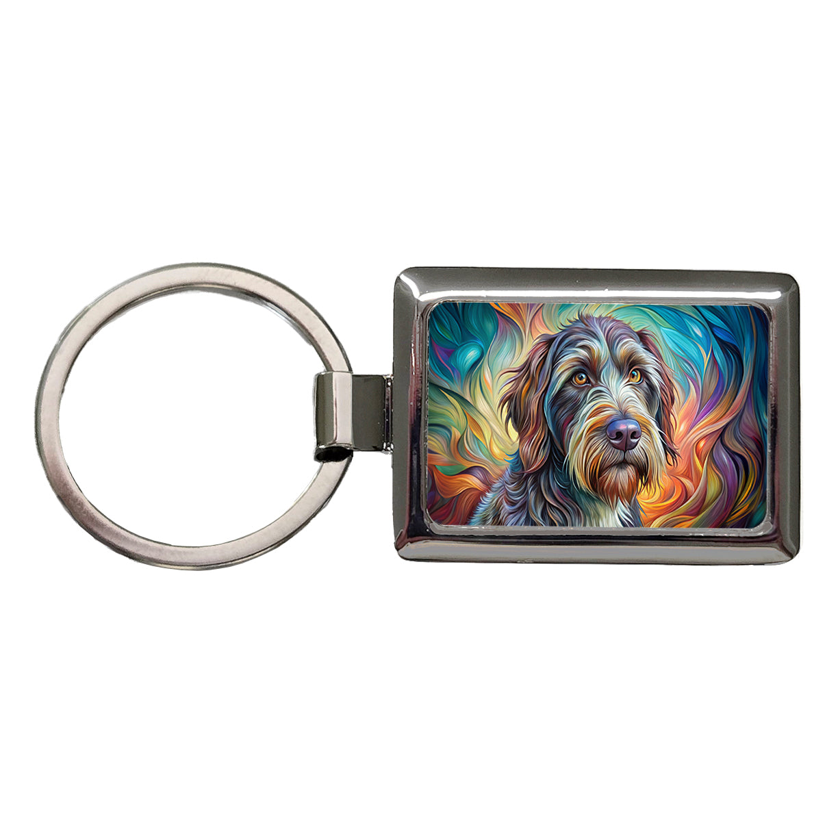 Wirehaired Pointing Griffon Dog Abstract Art Rectangle Metal Keychain