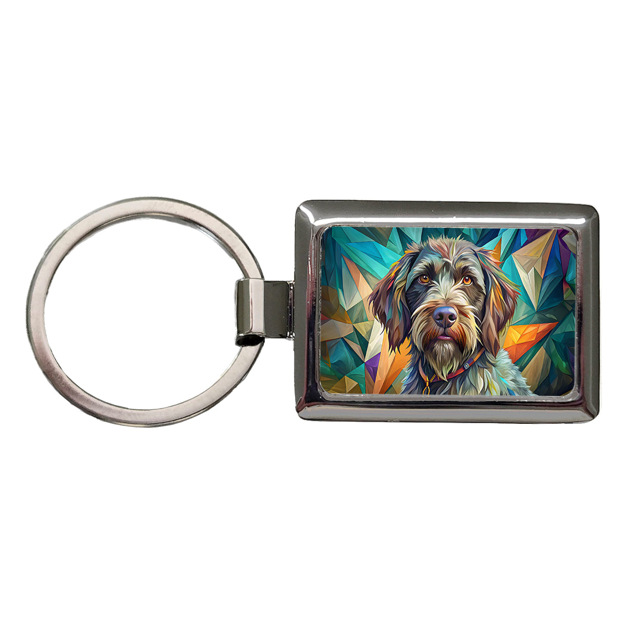 Wirehaired Pointing Griffon Dog Contemporary Art Rectangle Metal Keychain