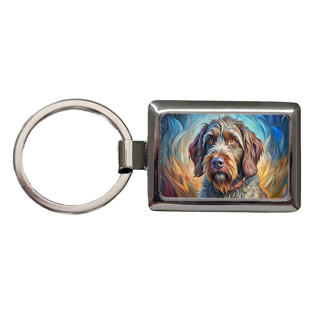 Wirehaired Pointing Griffon Dog Expressionism Art Rectangle Metal Keychain
