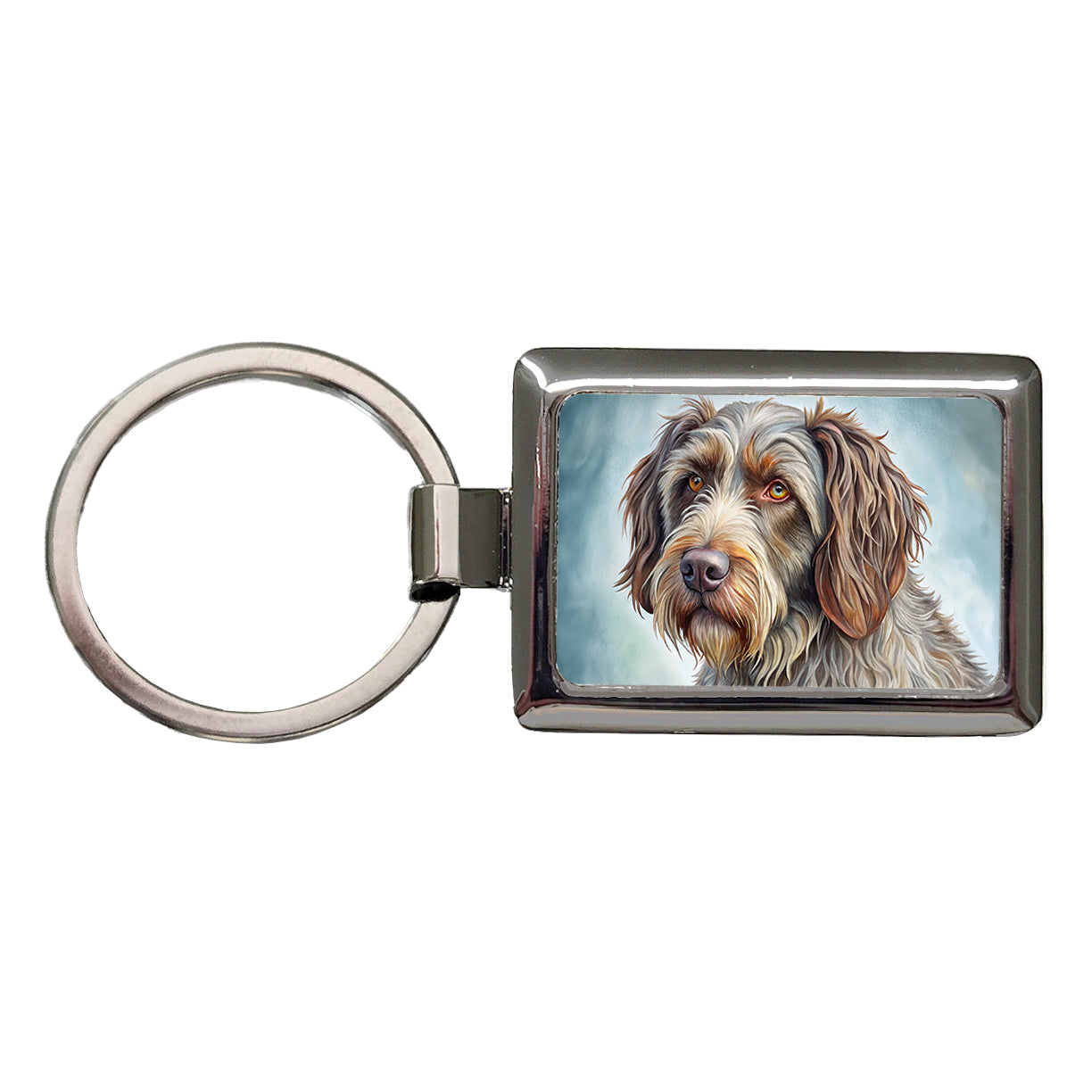 Wirehaired Pointing Griffon Dog Illustration Rectangle Metal Keychain