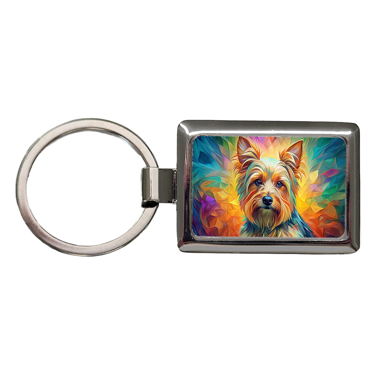 Yorkshire Terrier Yorkie Dog Abstract Art Rectangle Metal Keychain