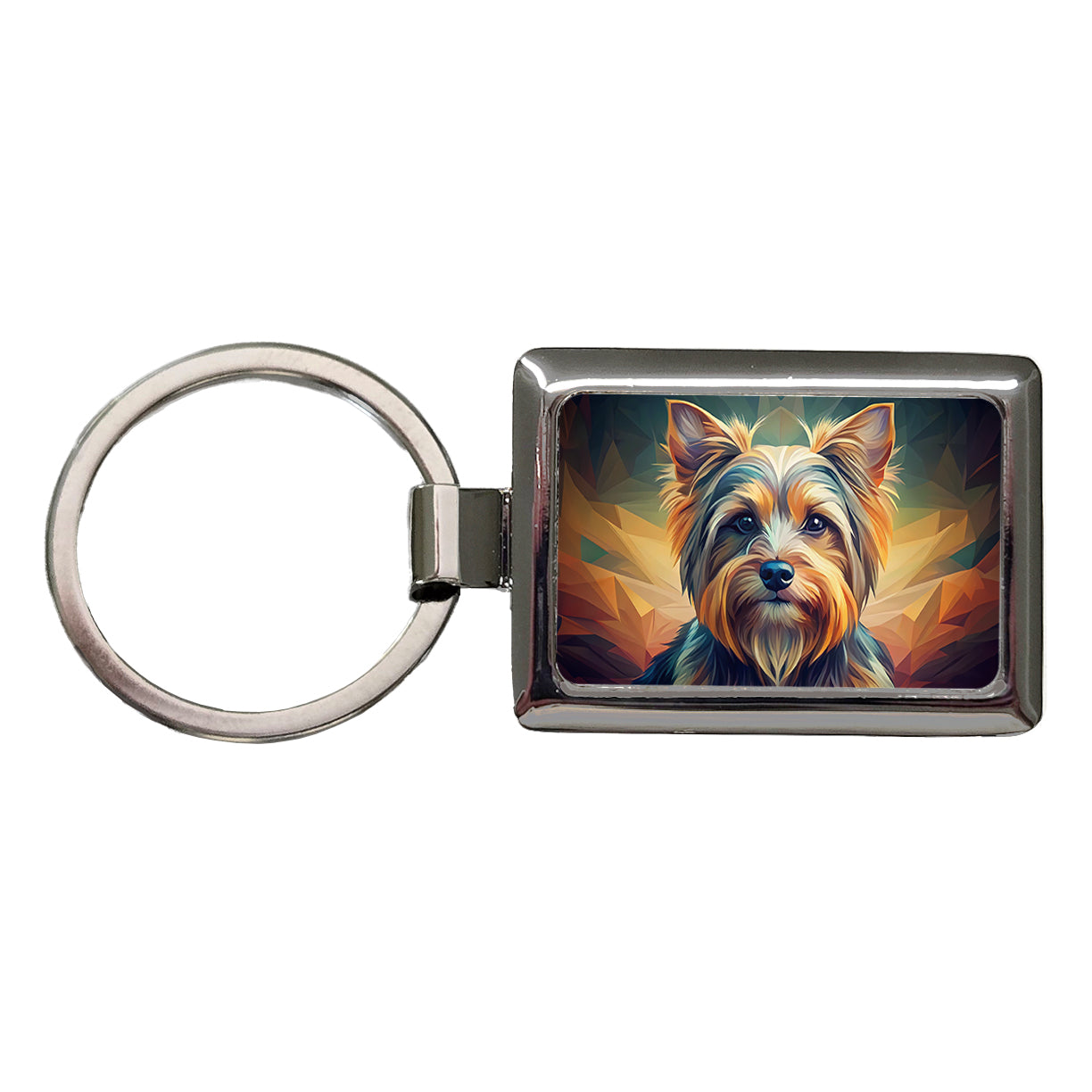 Yorkshire Terrier Yorkie Dog Abstract Stylized Art Rectangle Metal Keychain