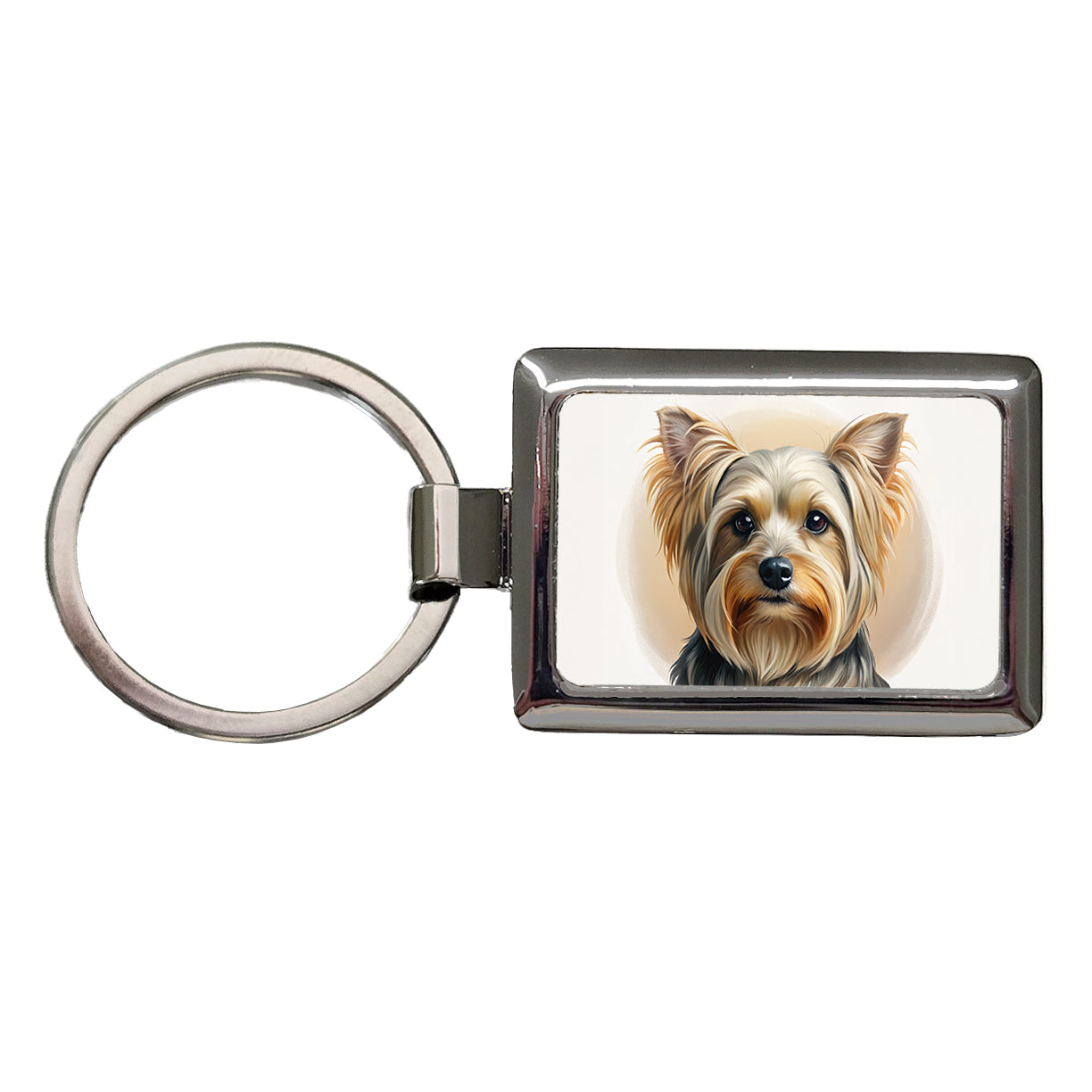 Yorkshire Terrier Yorkie Dog Illustration Rectangle Metal Keychain