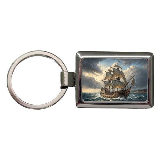 18th Century Privateer Sailing Ship At Sea Age of Sail Rectangle Metal Keychain