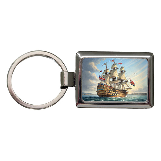 18th Century Warship British Sailing Ship Of The Line Rectangle Metal Keychain
