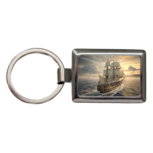 18th Century Warship Ship Of The Line At Sea Rectangle Metal Keychain