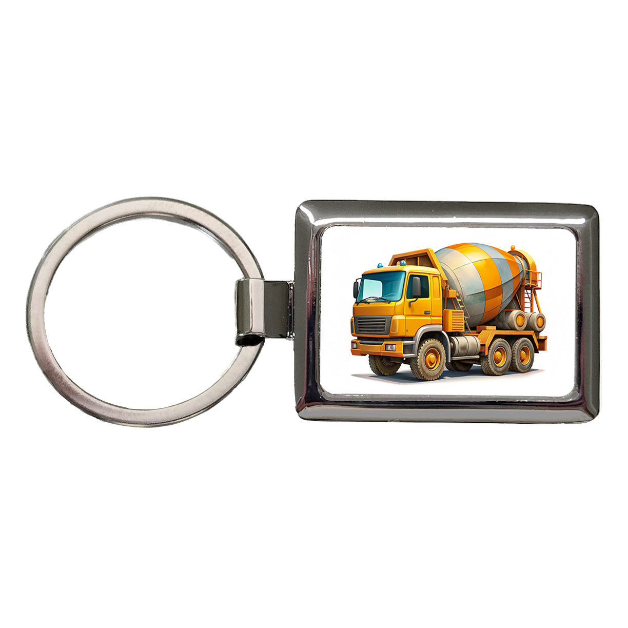 Cement Truck Construction Work Equipment Rectangle Metal Keychain
