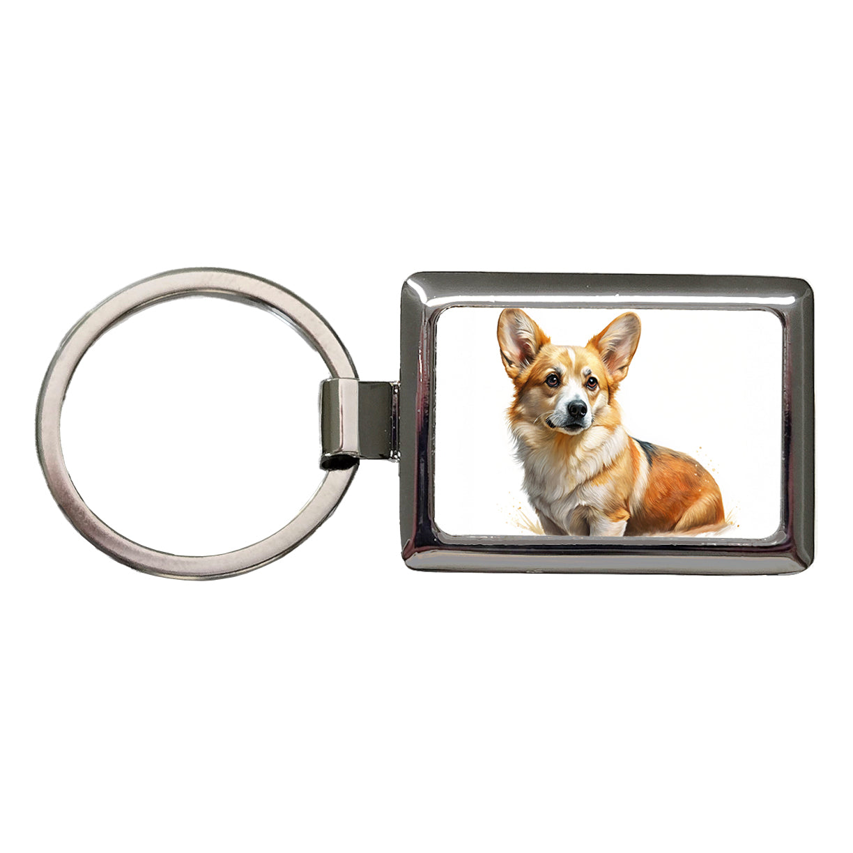Corgi Cute Illustration Rectangle Metal Keychain