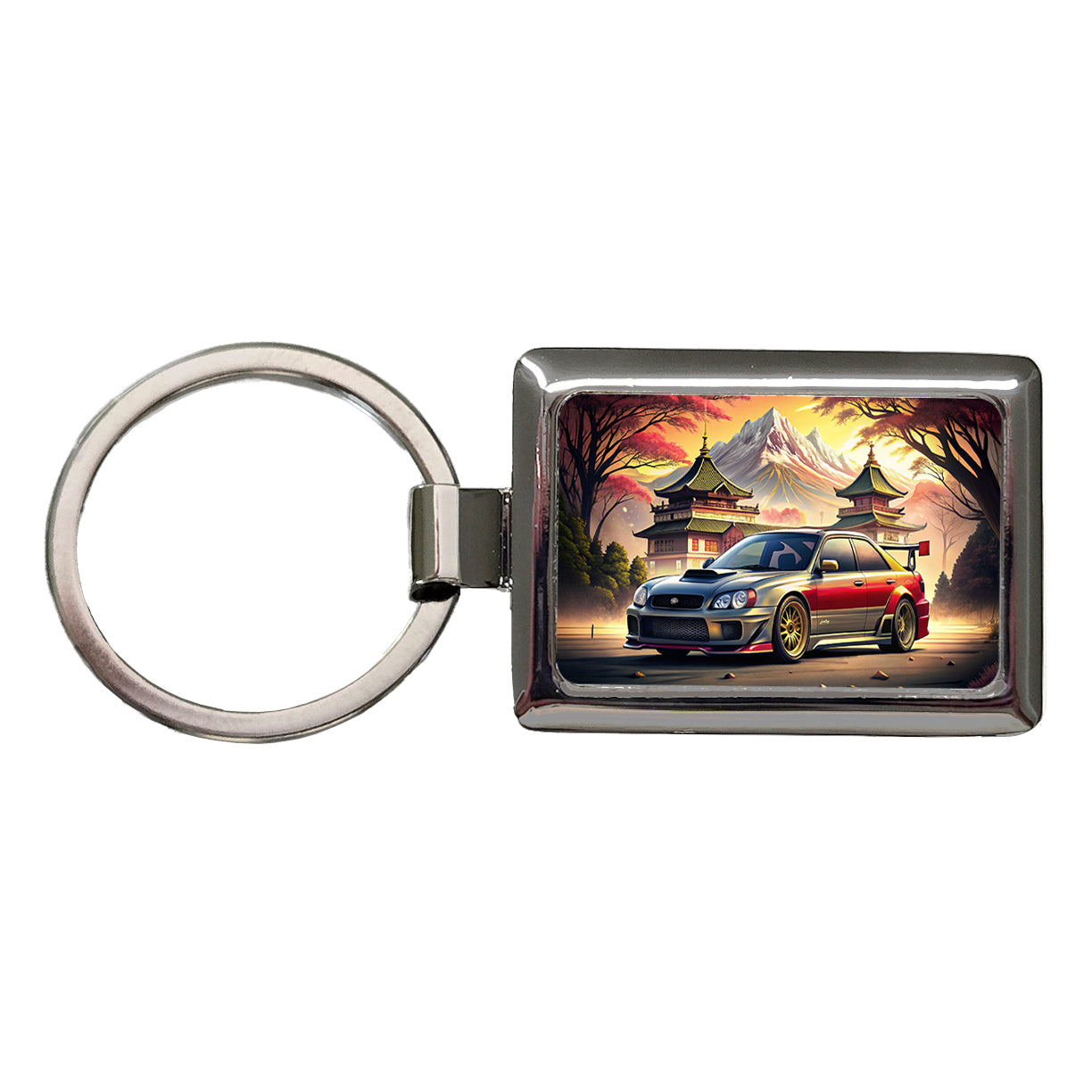 Japanese JDM Tuner Car Art Landscape Rectangle Metal Keychain
