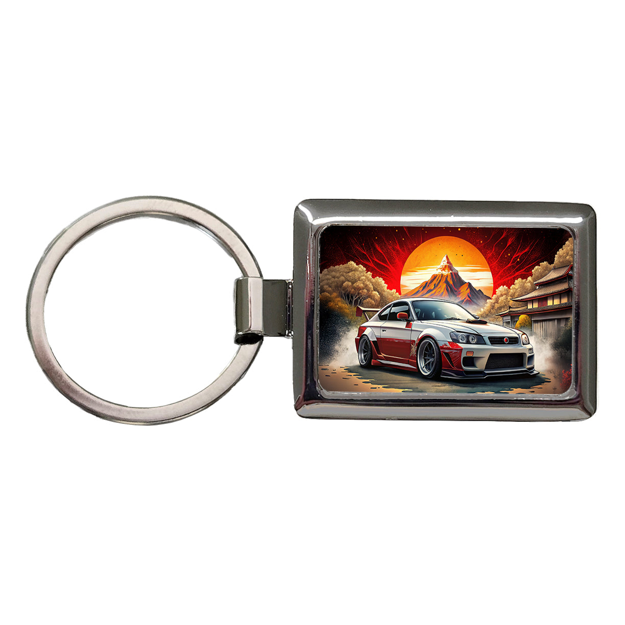 Japanese JDM Tuner Car Art Rectangle Metal Keychain