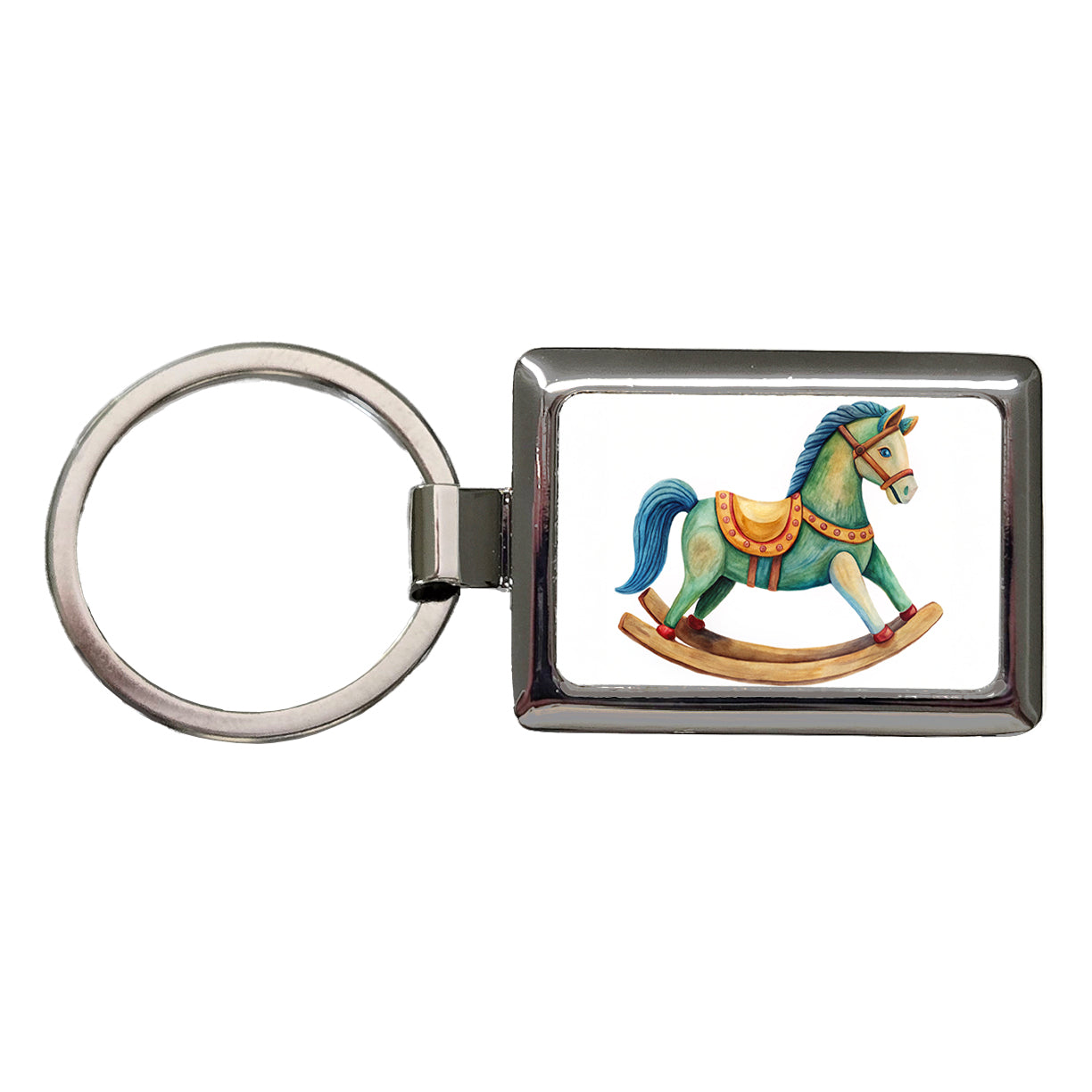 Rocking Horse For A Boy Rectangle Metal Keychain