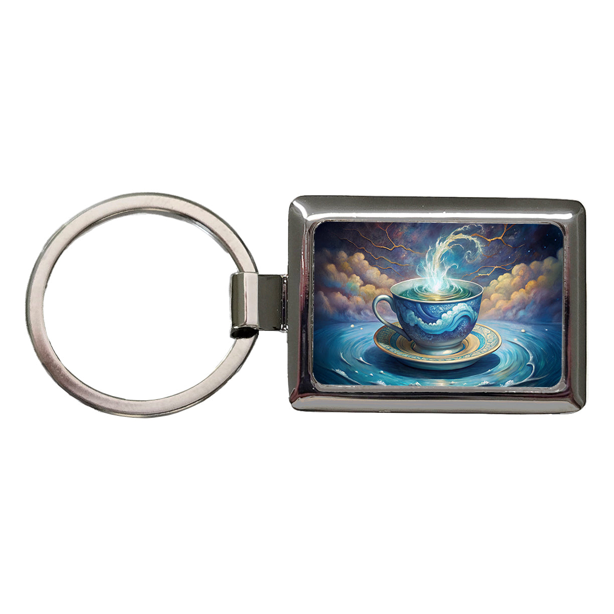 Tempest In A Teacup Rectangle Metal Keychain