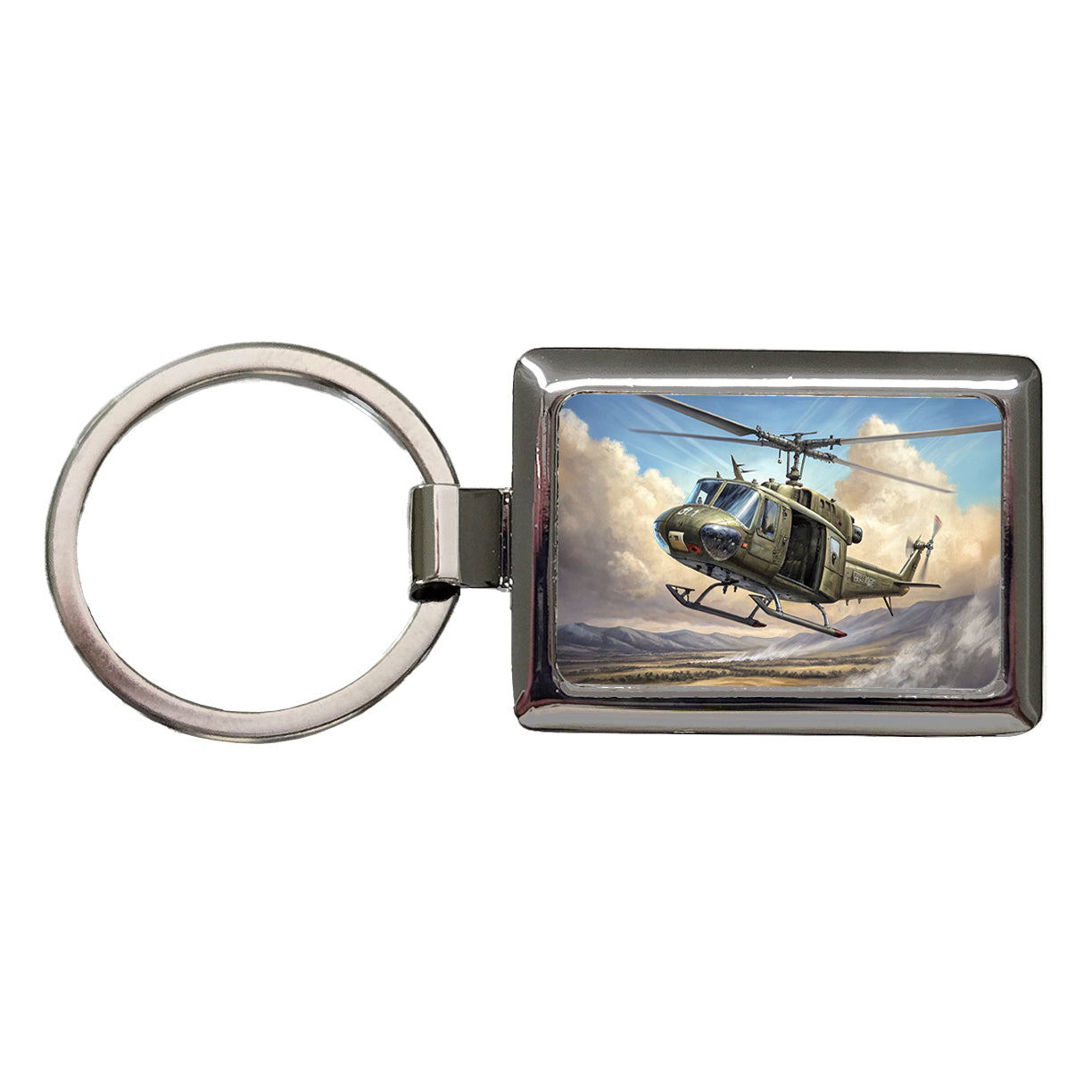 UH-1 Iroquois Huey Helicopter Vietnam War Era Rectangle Metal Keychain