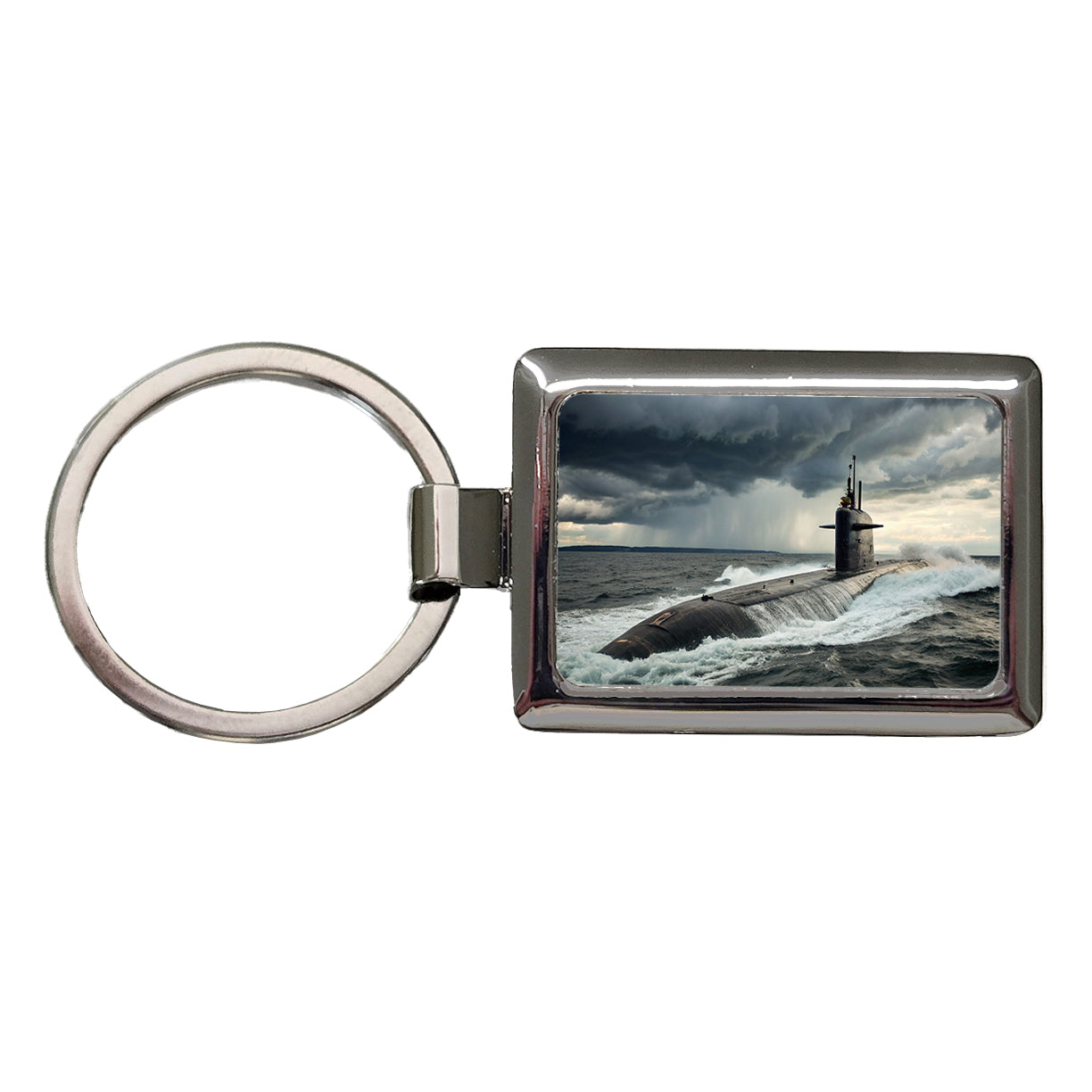 US Nuclear Submarine Underway Rectangle Metal Keychain