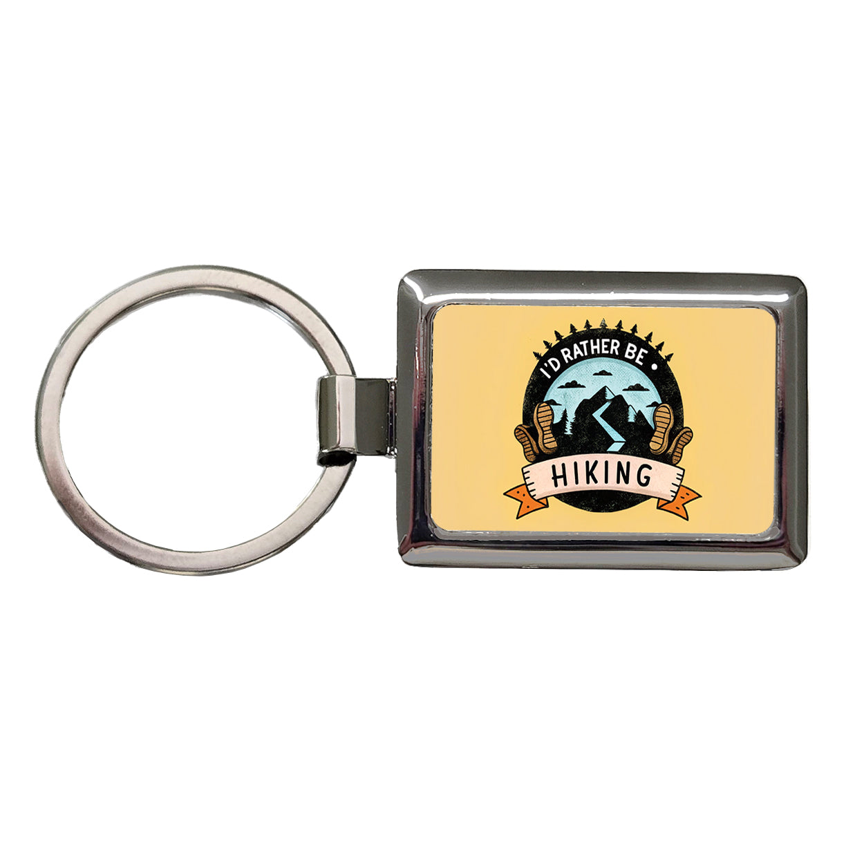 I'd Rather Be Hiking Rectangle Metal Keychain