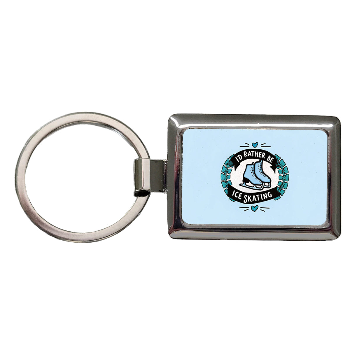 I'd Rather Be Ice Skating Rectangle Metal Keychain