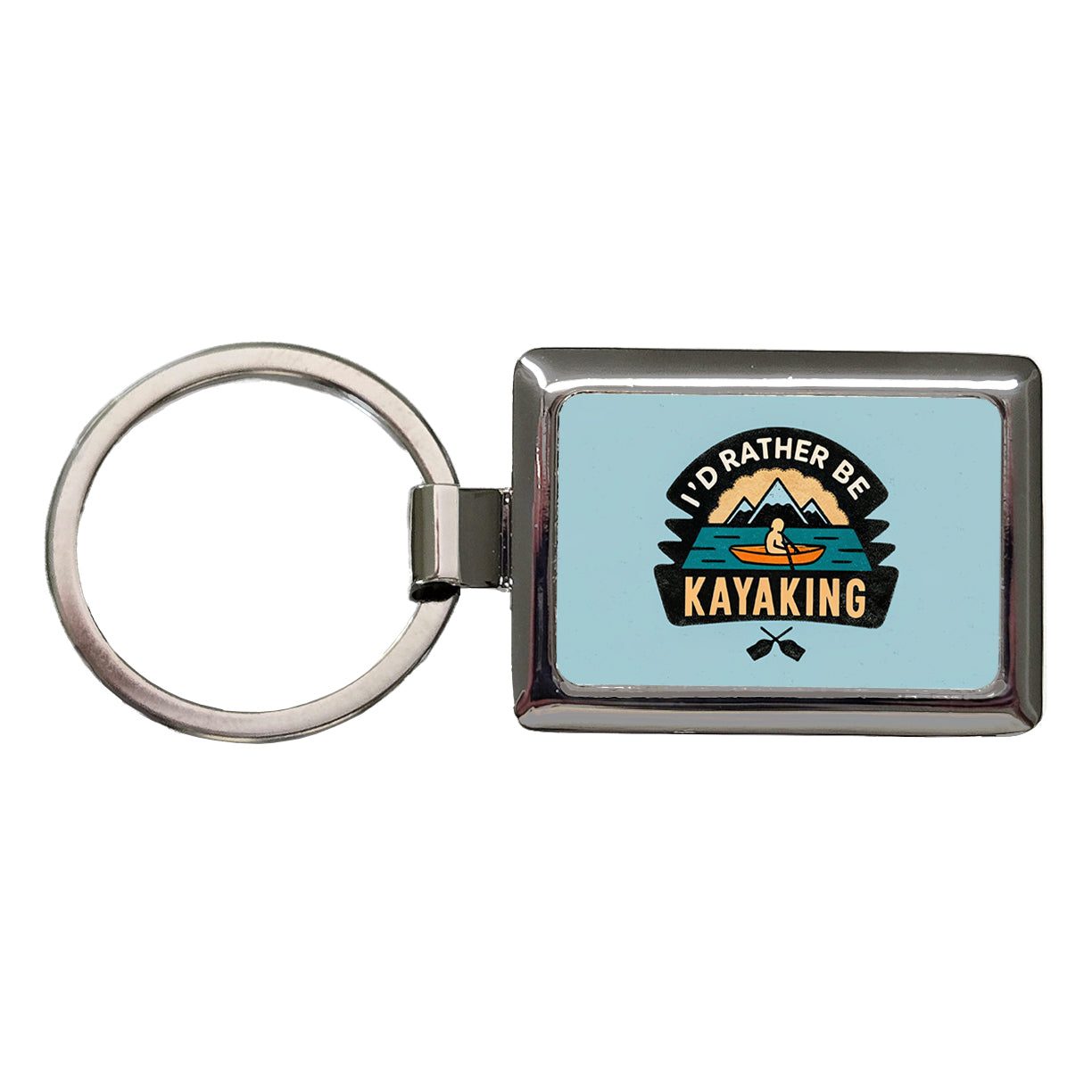 I'd Rather Be Kayaking Rectangle Metal Keychain