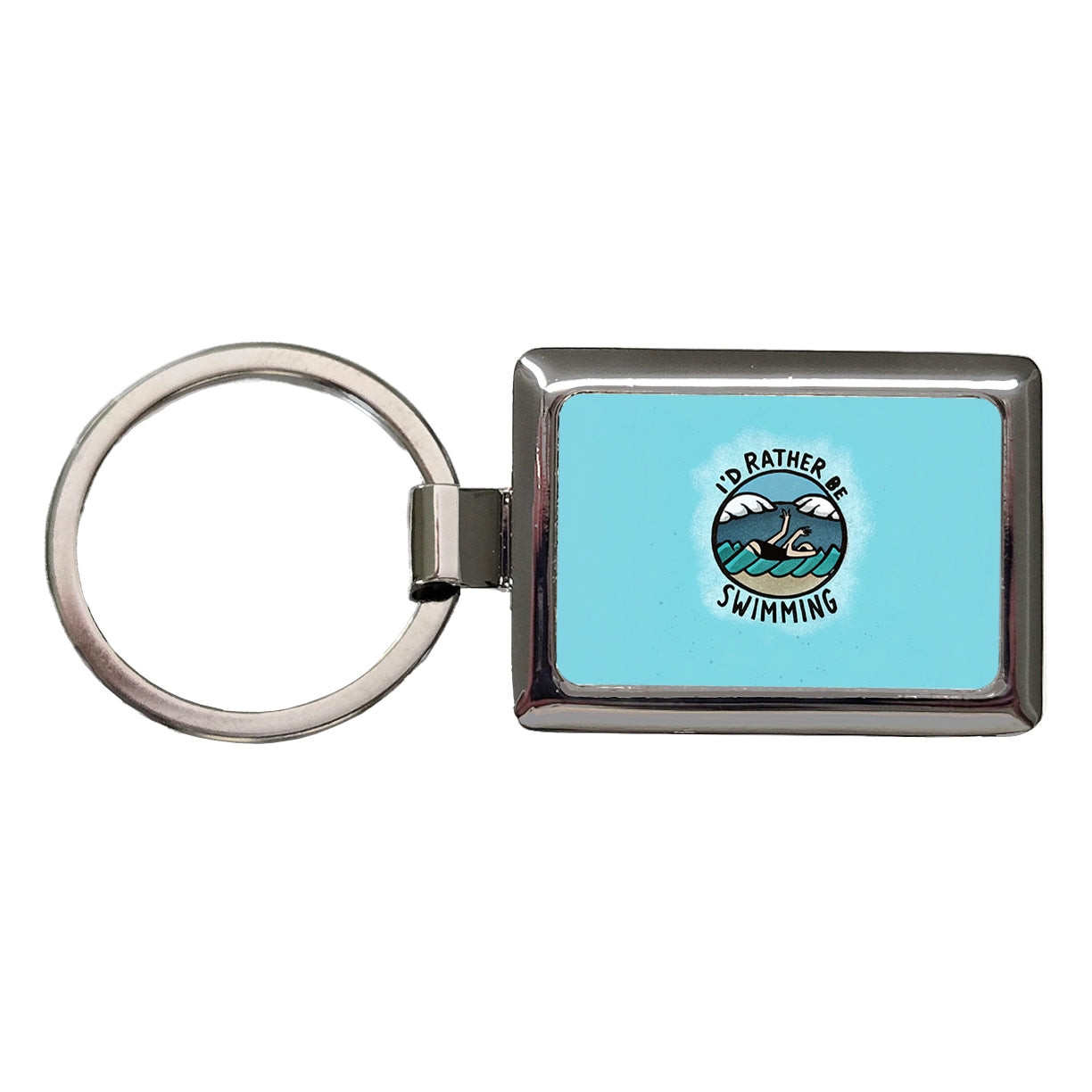I'd Rather Be Swimming Rectangle Metal Keychain