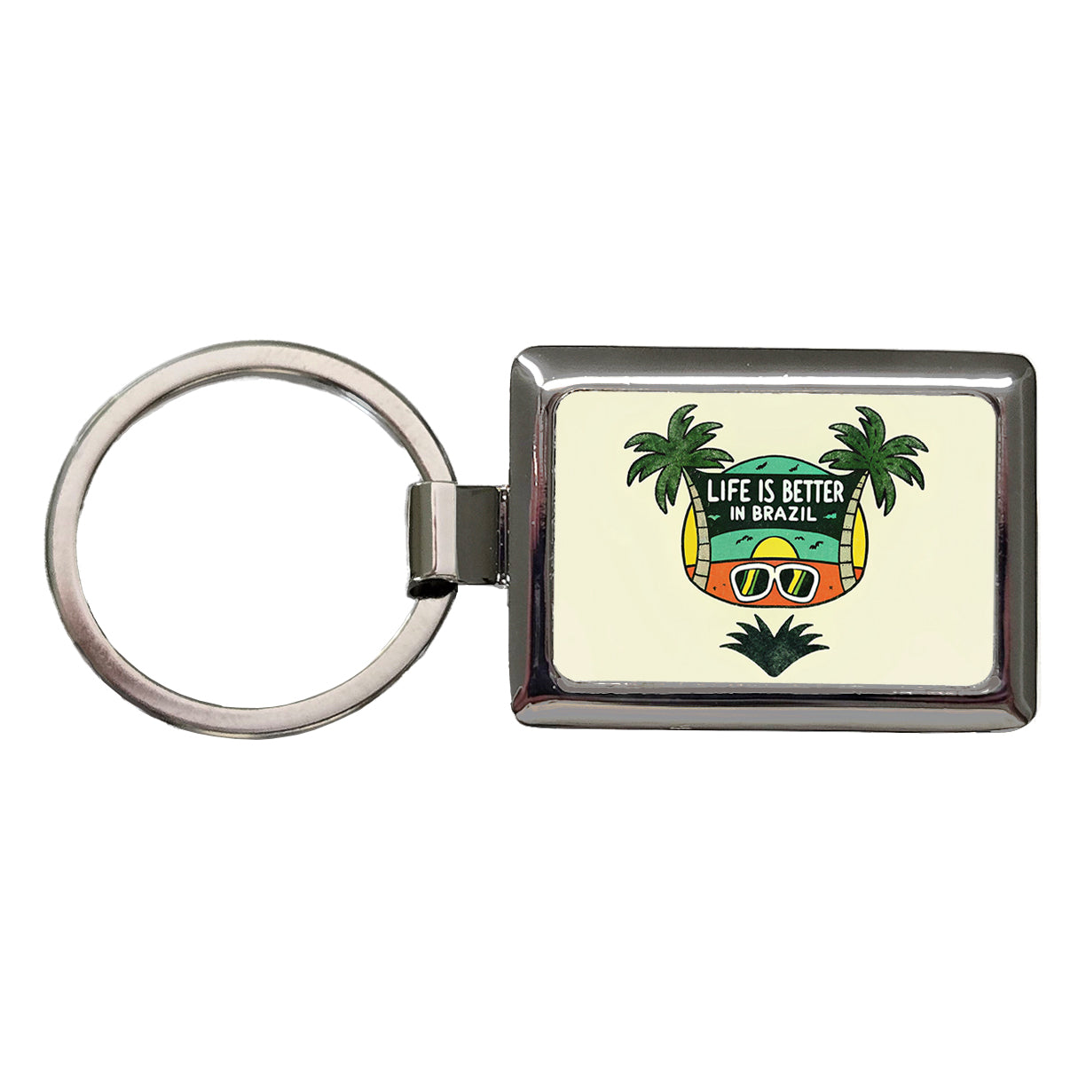 Life Is Better In Brazil Rectangle Metal Keychain