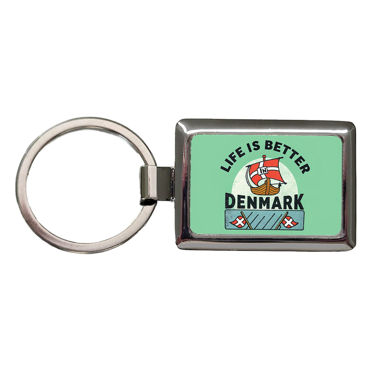 Life Is Better In Denmark Rectangle Metal Keychain