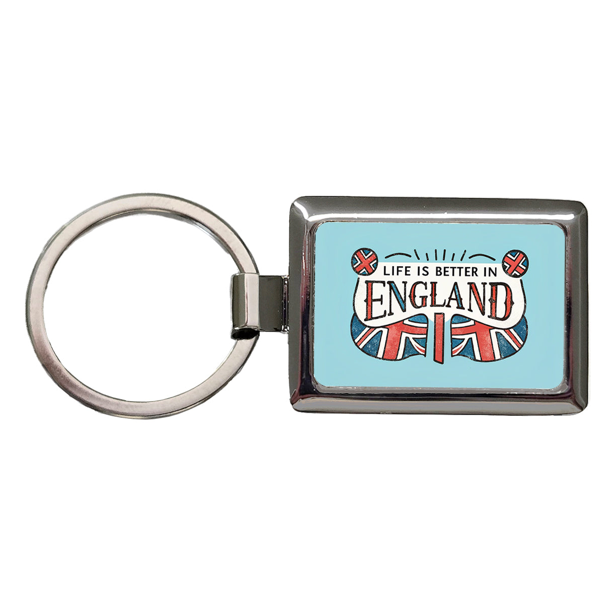 Life Is Better In England Rectangle Metal Keychain