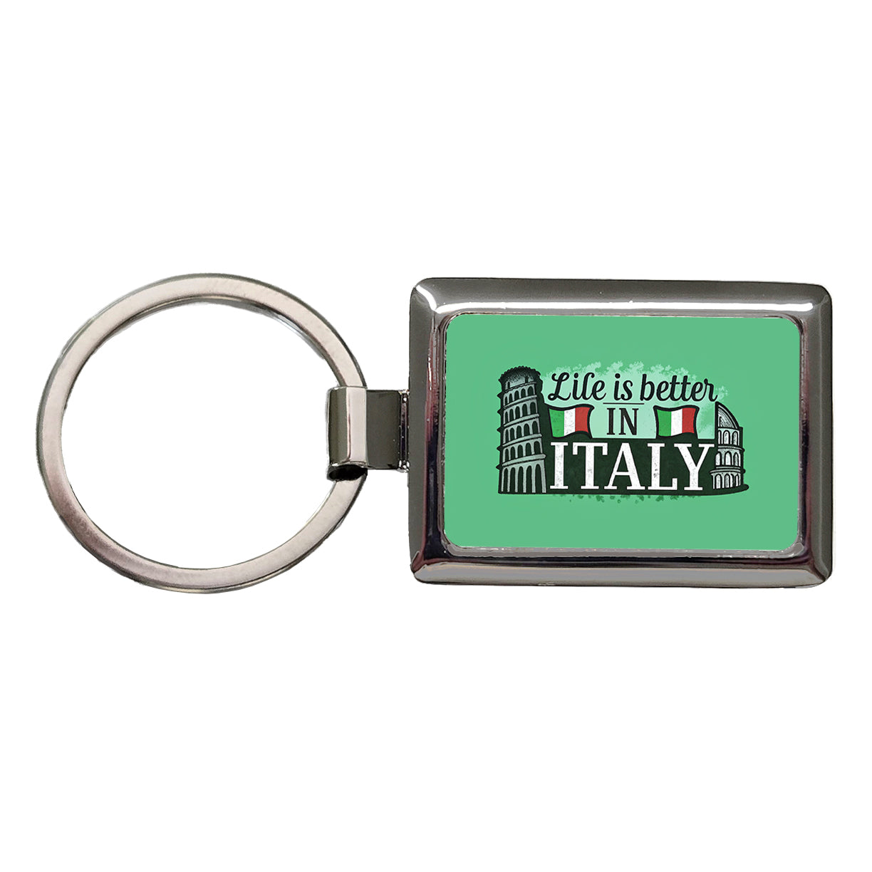 Life Is Better In Italy Rectangle Metal Keychain