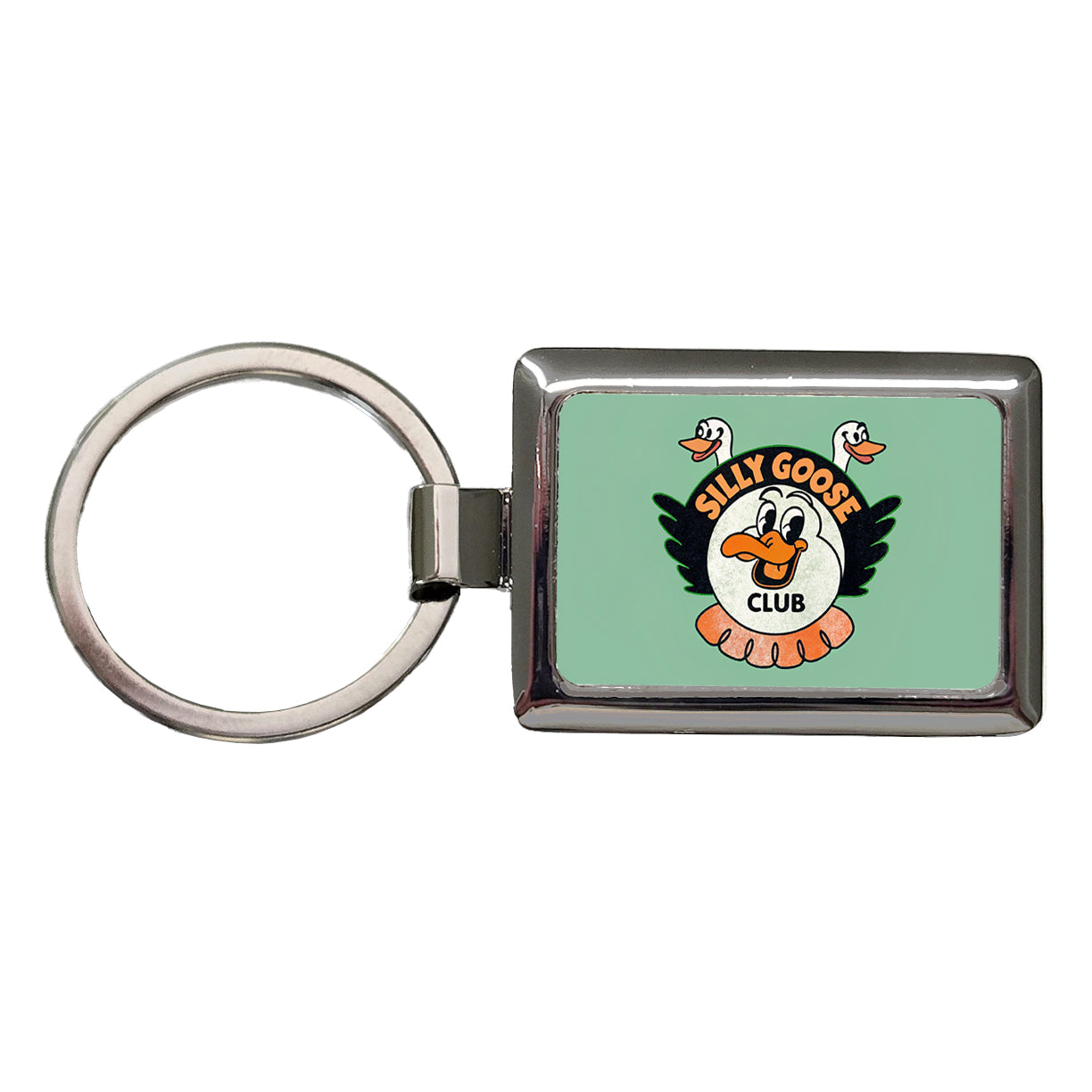 Silly Goose Club Rectangle Metal Keychain