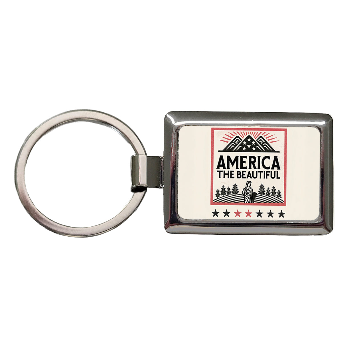 America The Beautiful United States USA Rectangle Metal Keychain