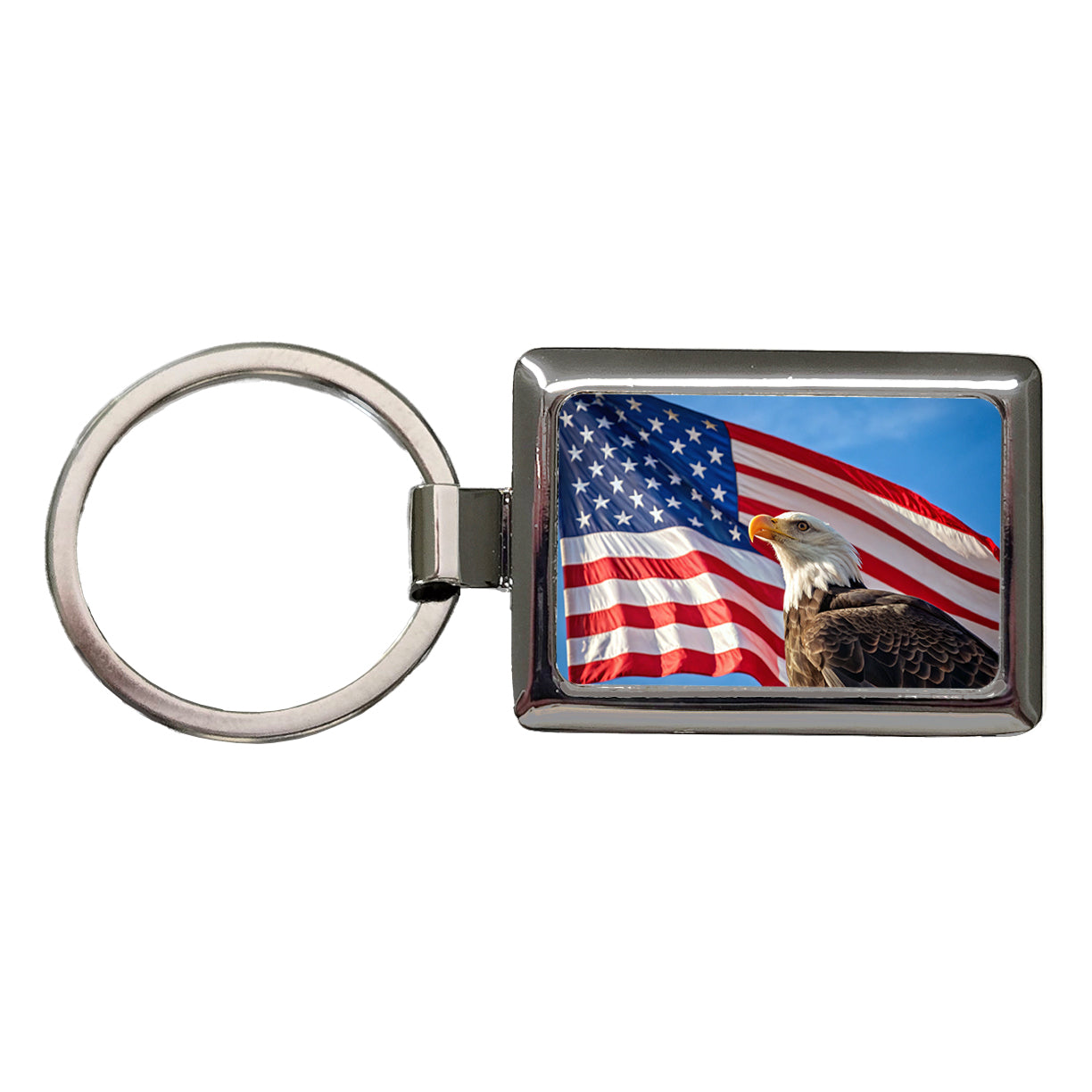 Eagle And American Flag USA United States Patriotic Rectangle Metal Keychain