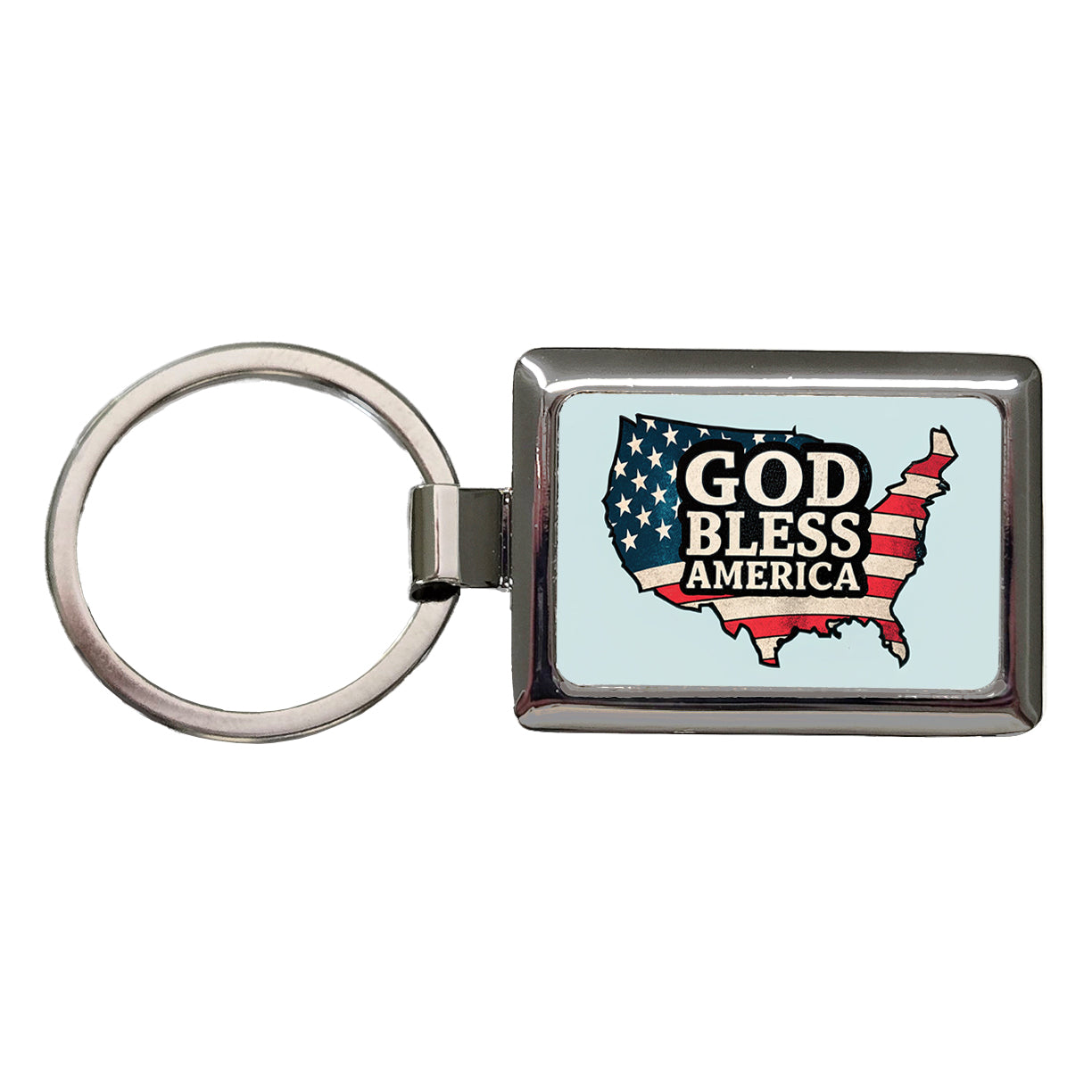 God Bless America Cute USA United States Rectangle Metal Keychain