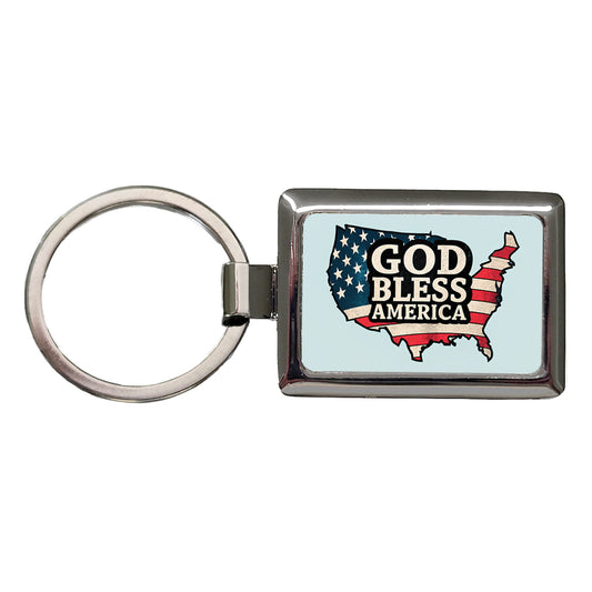 God Bless America Cute USA United States Rectangle Metal Keychain