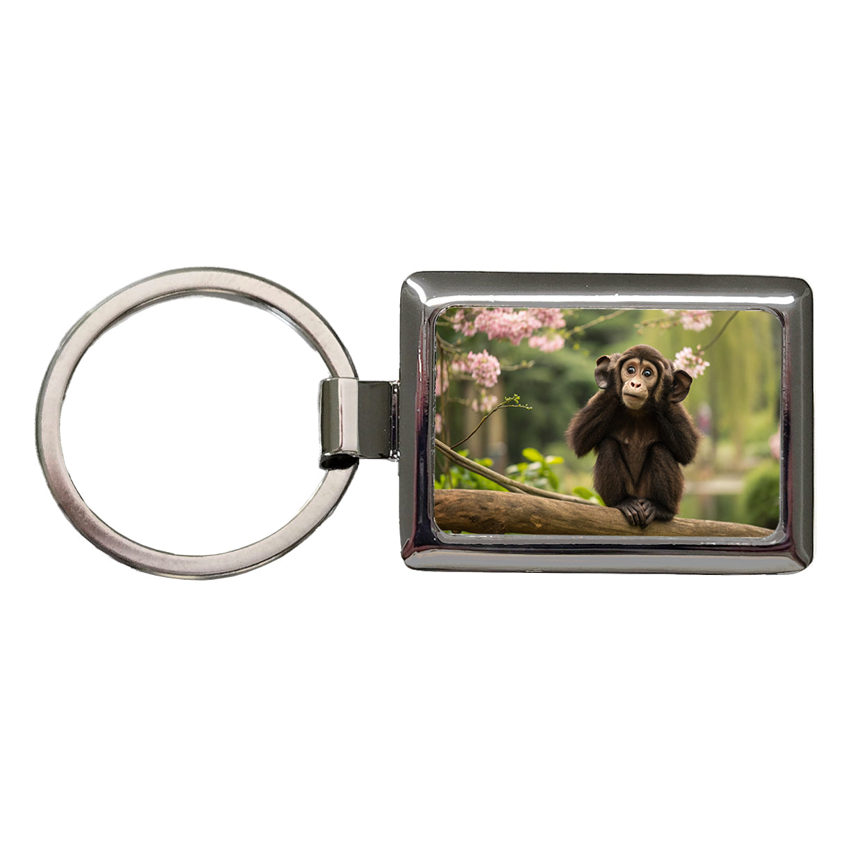 Hear No Evil Cute Monkey Rectangle Metal Keychain