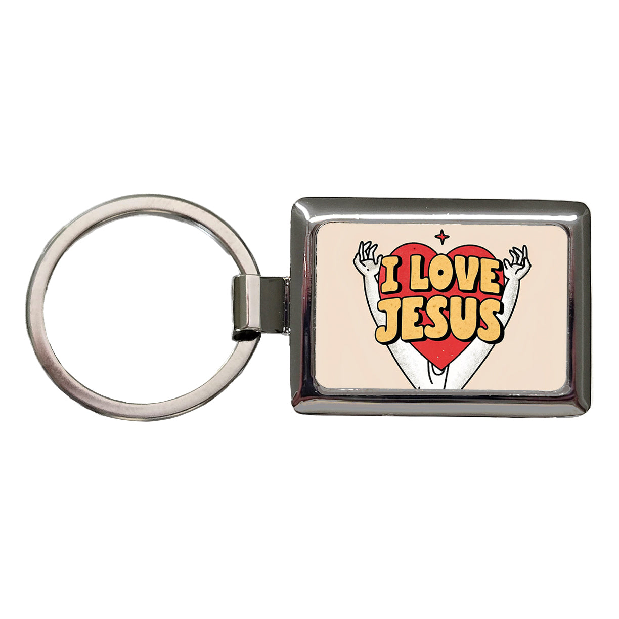 I Love Jesus Rectangle Metal Keychain
