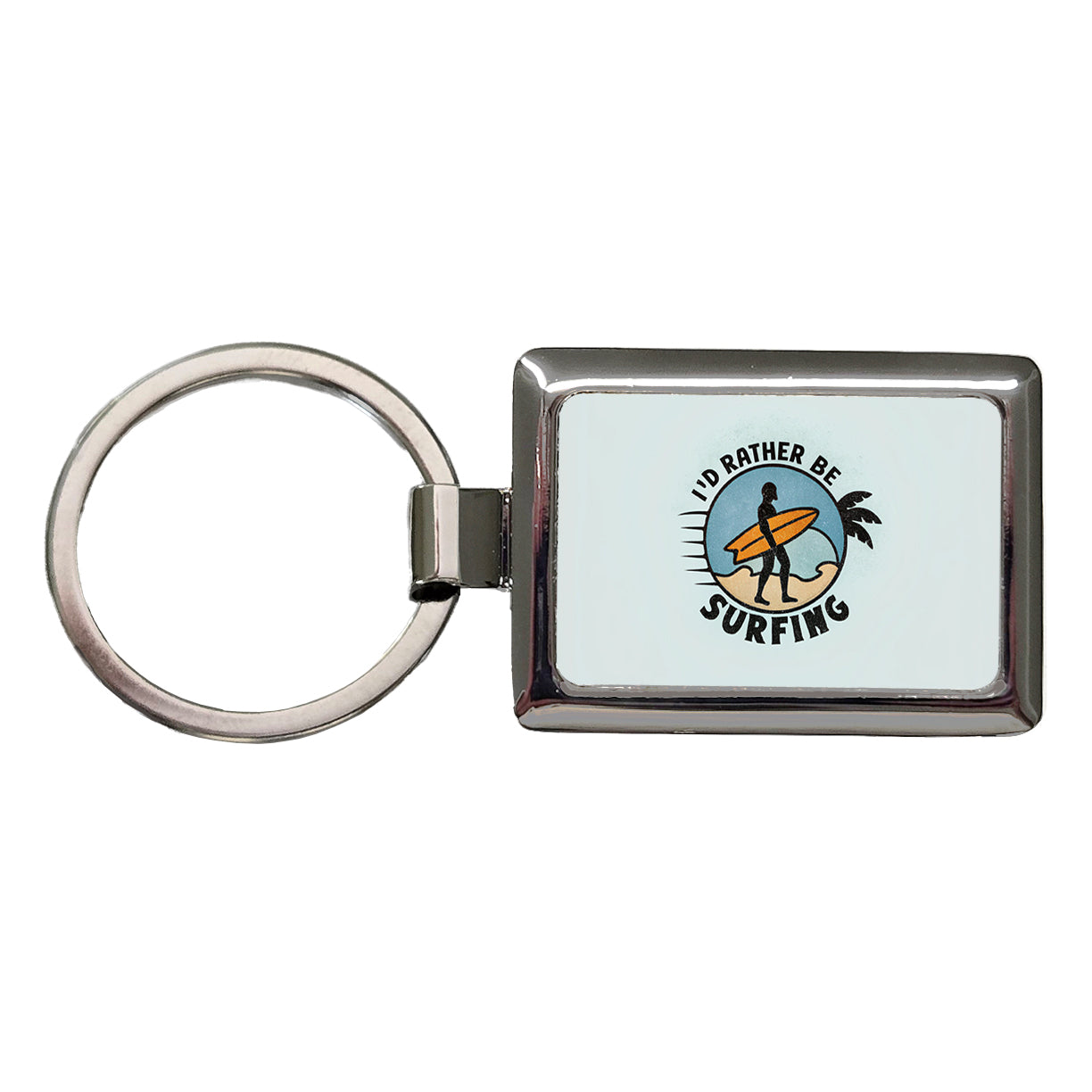 I'd Rather Be Surfing Rectangle Metal Keychain