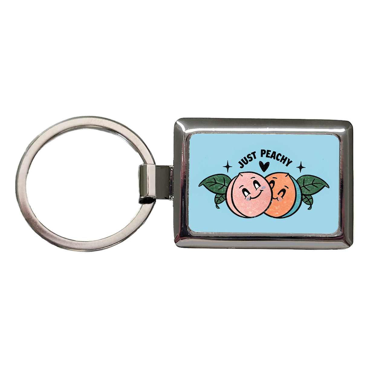 Just Peachy Adorable Rectangle Metal Keychain