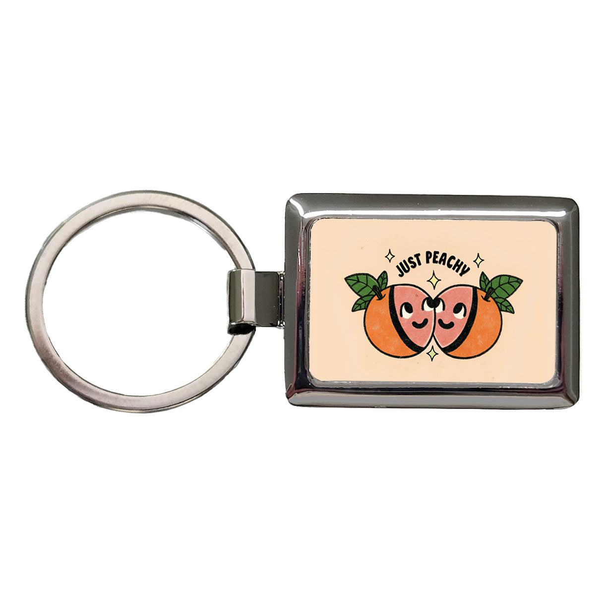 Just Peachy Cute Rectangle Metal Keychain