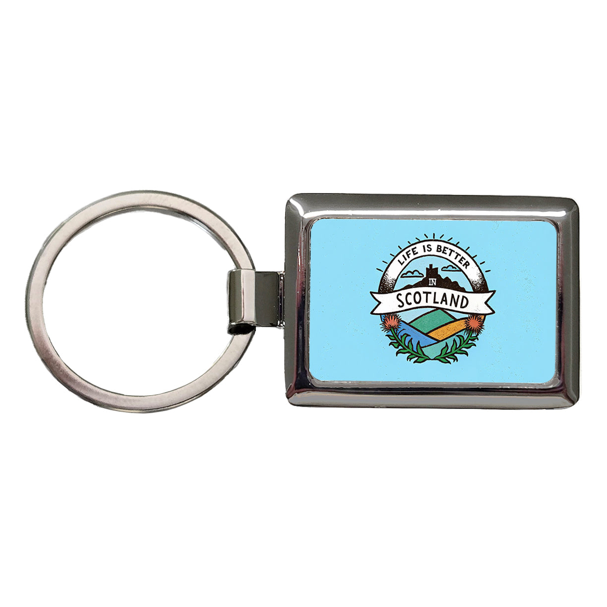 Life Is Better In Scotland Rectangle Metal Keychain