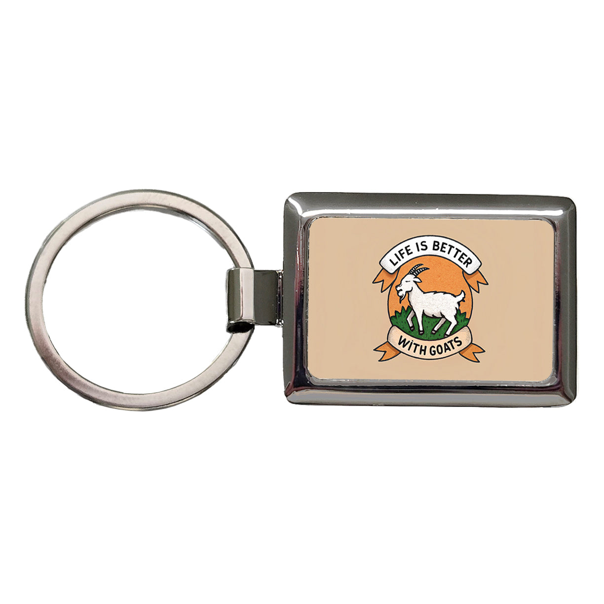 Life Is Better With Goats Rectangle Metal Keychain