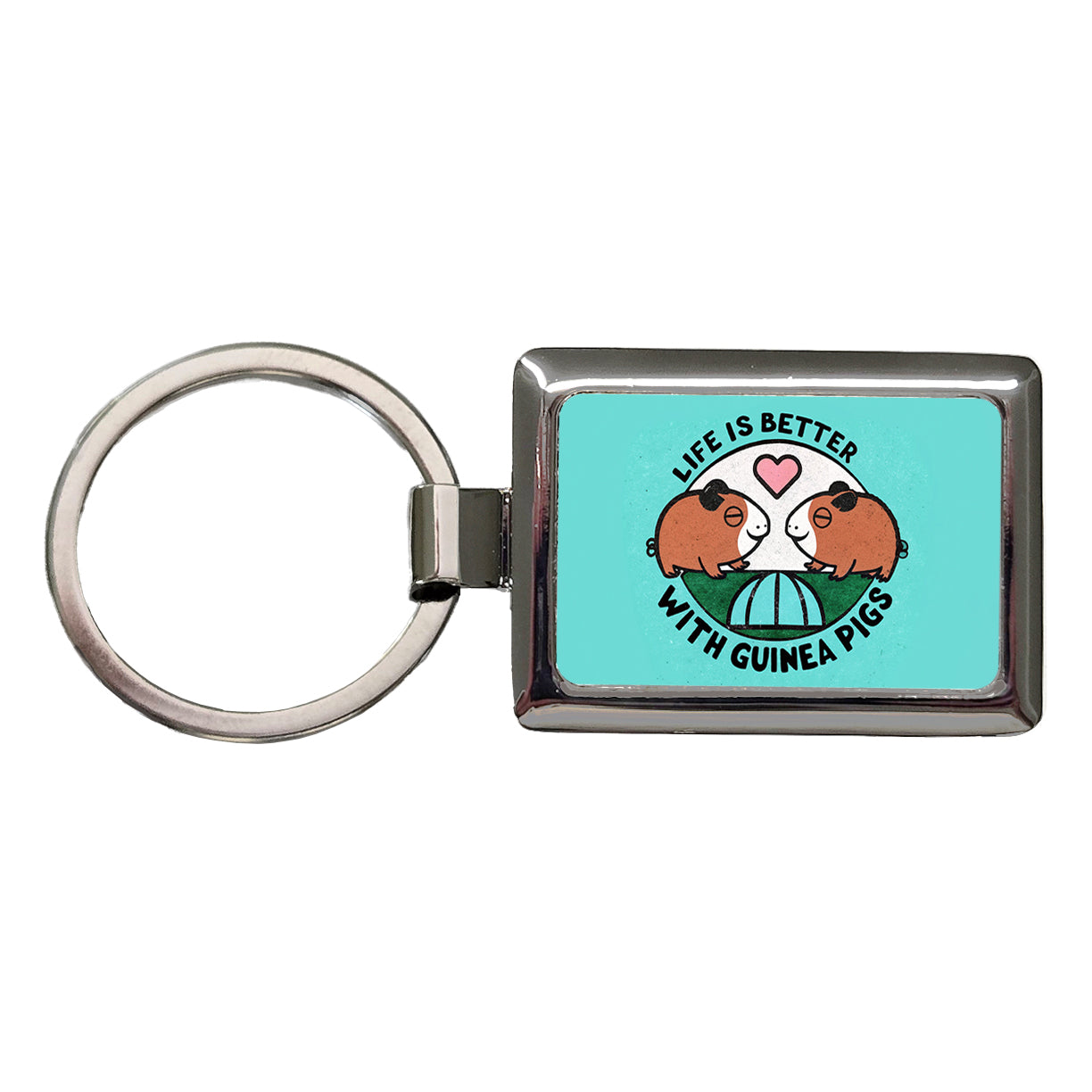 Life Is Better With Guinea Pigs Rectangle Metal Keychain
