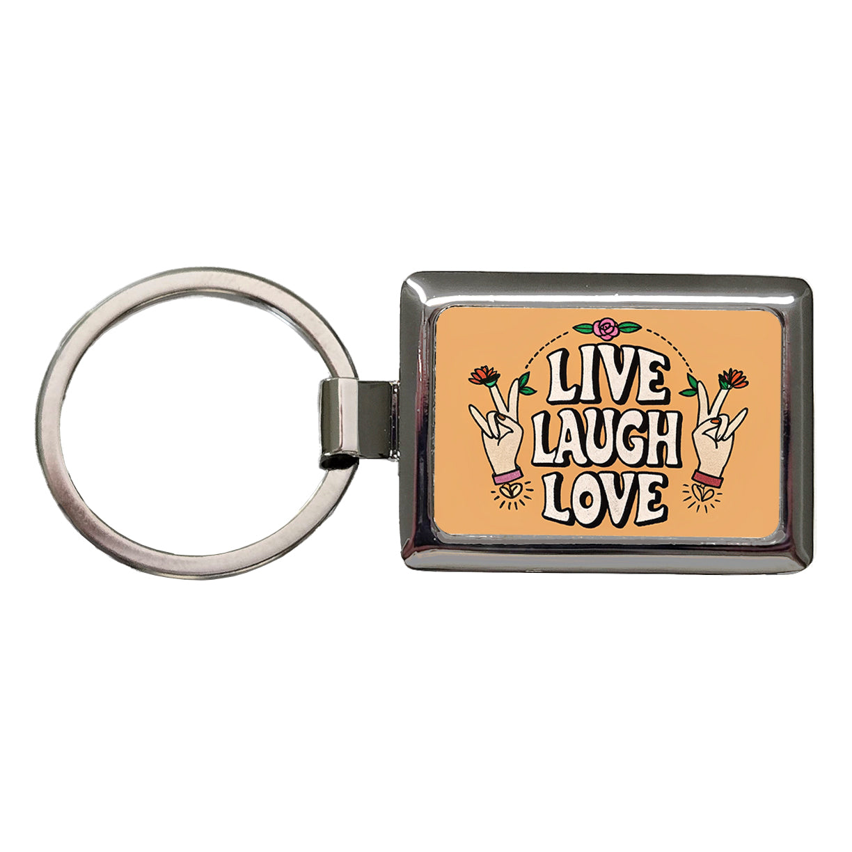 Live Laugh Love Rectangle Metal Keychain