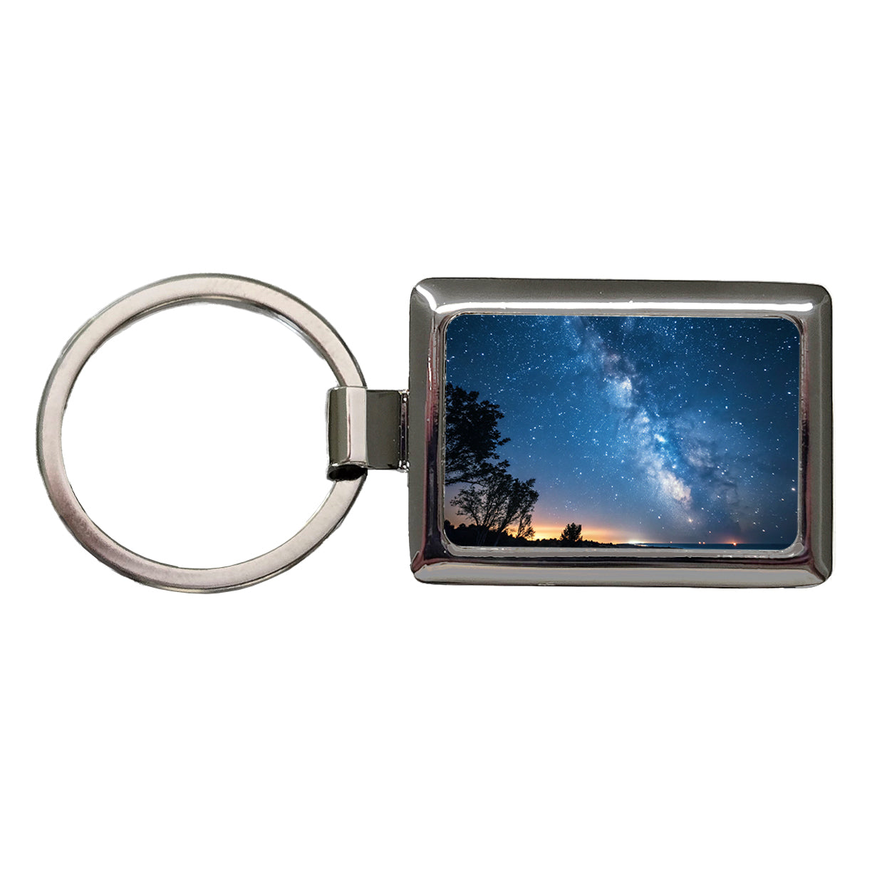 Stars At Night Sky Rectangle Metal Keychain