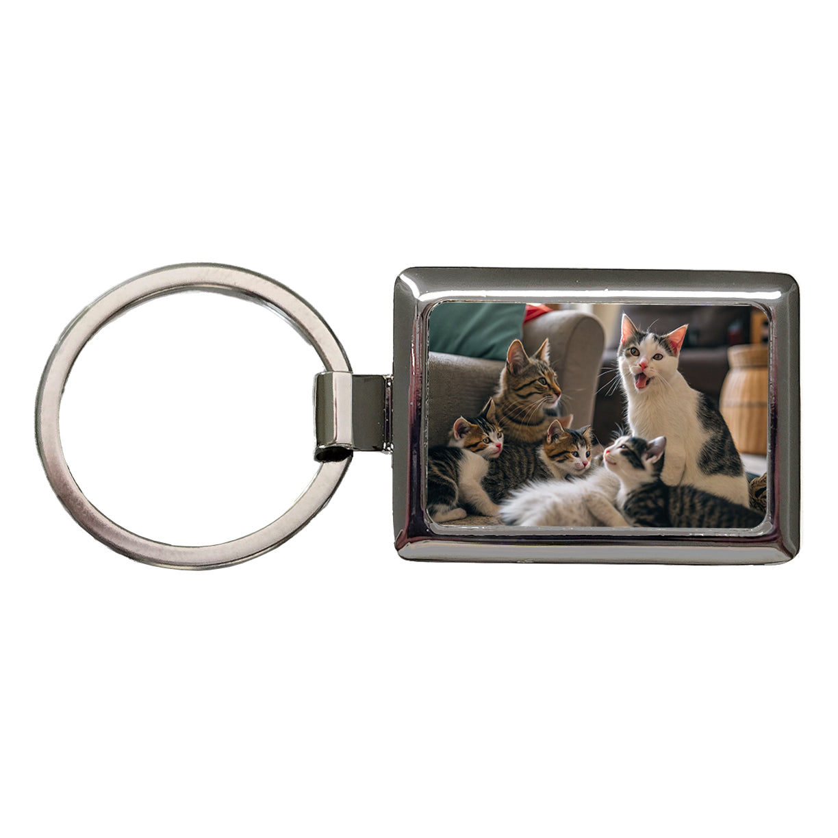 Bunch Of Cats Rectangle Metal Keychain