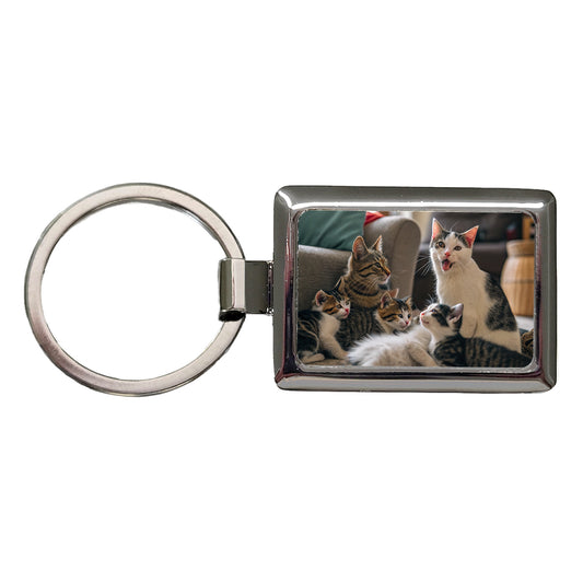 Bunch Of Cats Rectangle Metal Keychain