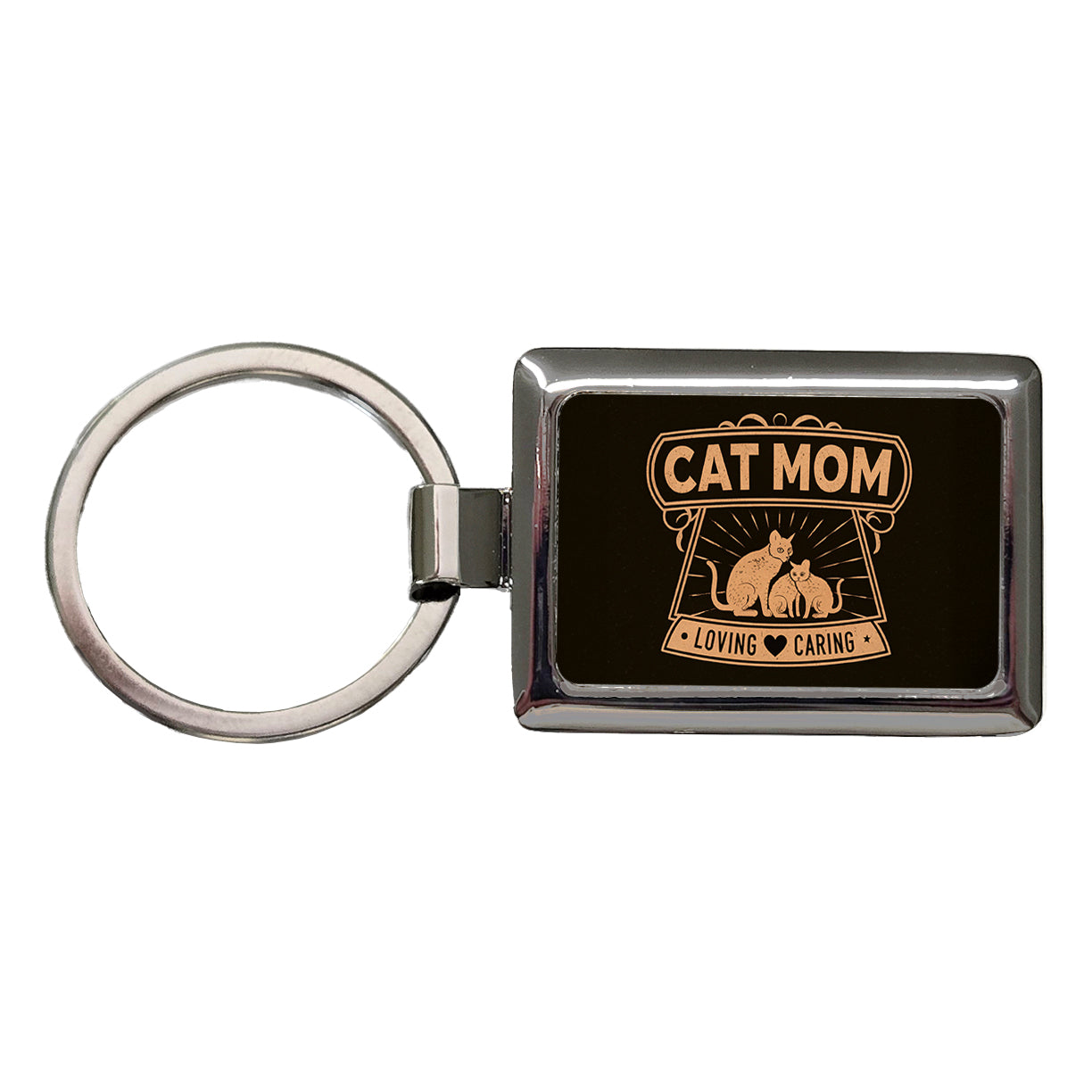 Cat Mom Rectangle Metal Keychain
