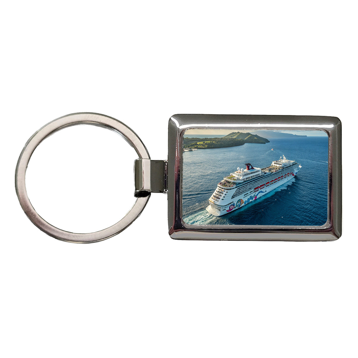 Cruise Ship Sailing Ocean Travel Rectangle Metal Keychain