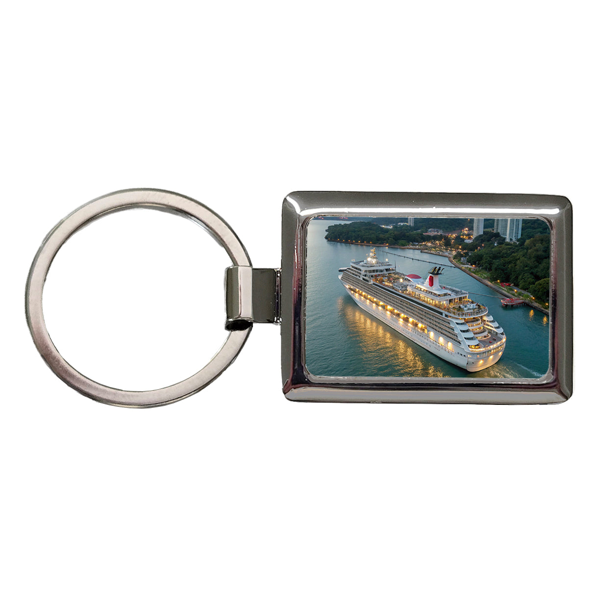 Cruise Ship Travel Vacation Rectangle Metal Keychain