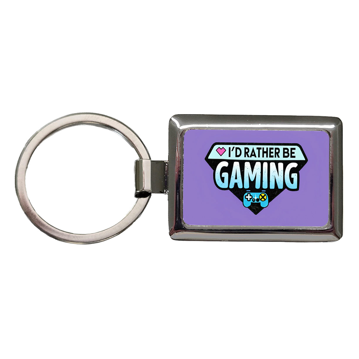 I'd Rather Be Gaming Gamer Rectangle Metal Keychain