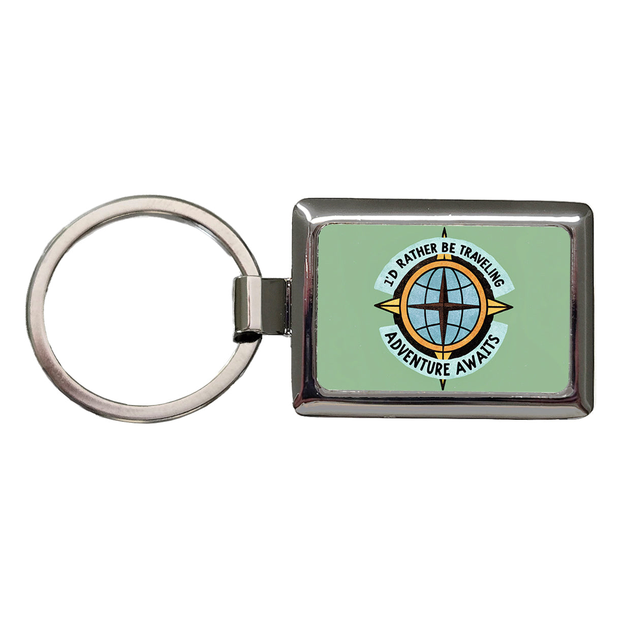 I'd Rather Be Traveling Adventure Rectangle Metal Keychain