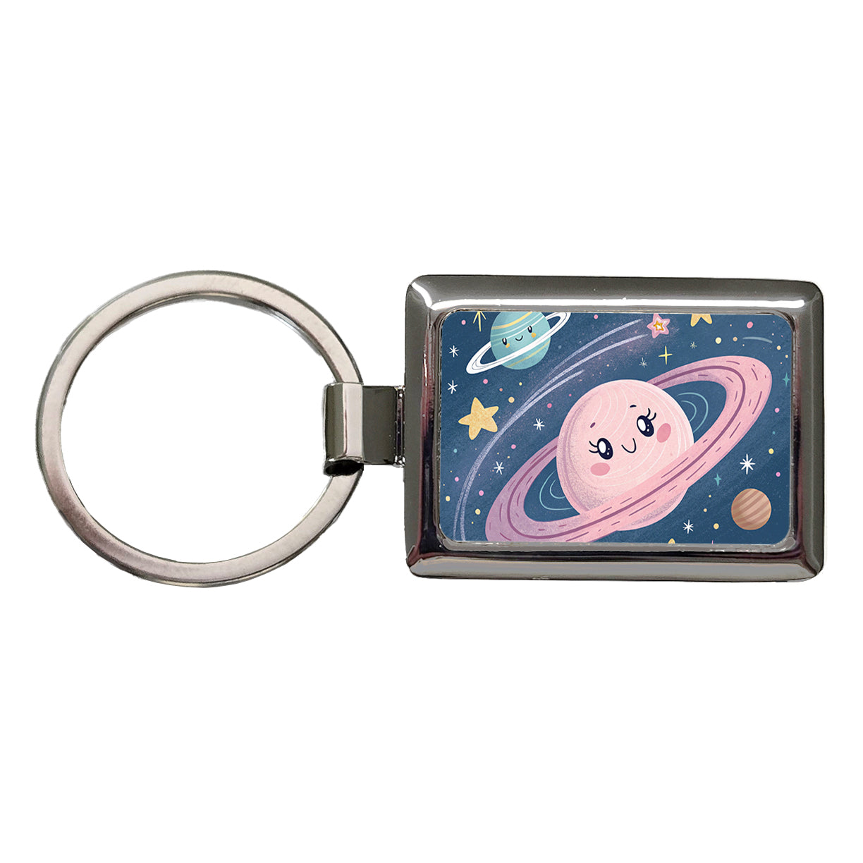 Kawaii Space Milky Way Rectangle Metal Keychain